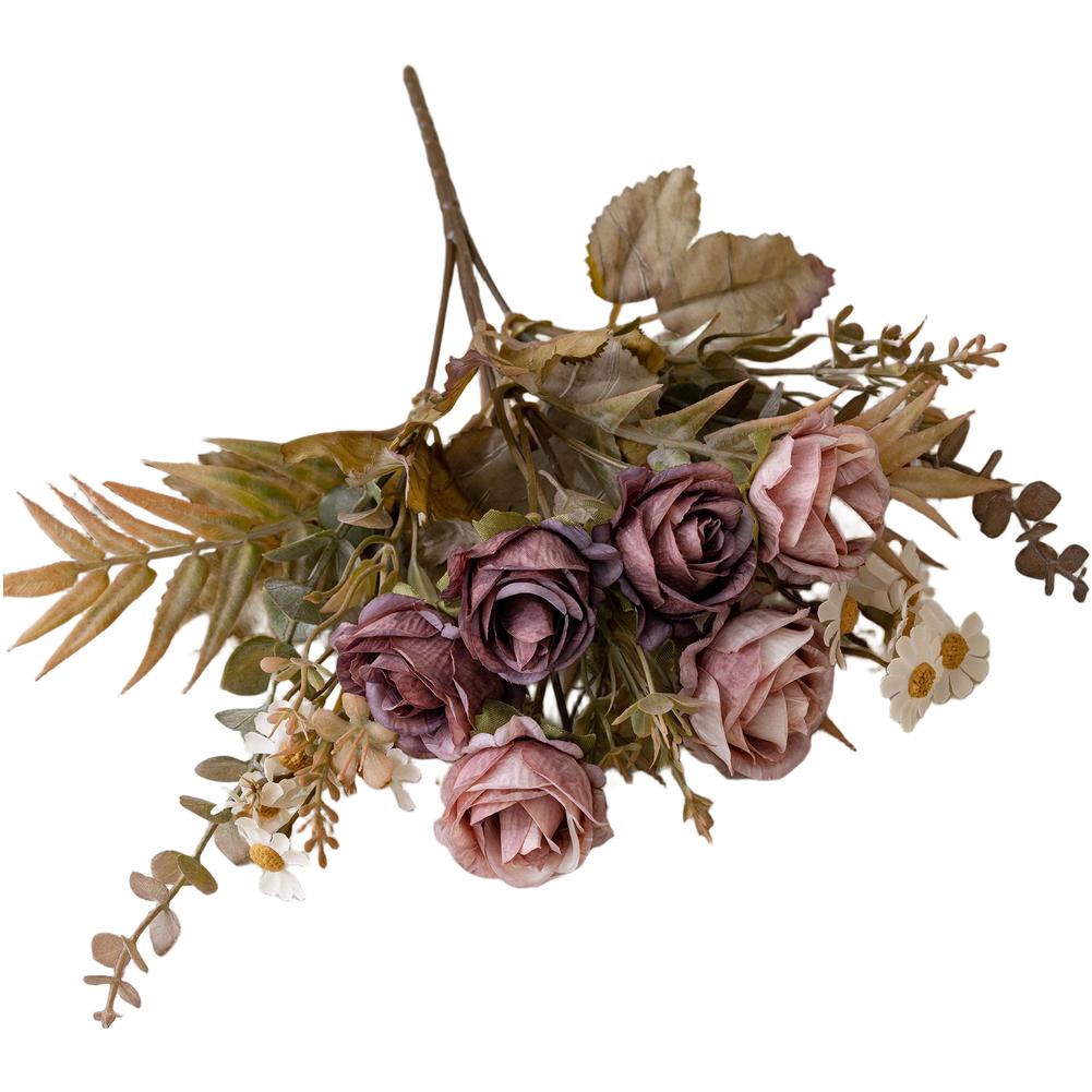 Artificial Rose Bouquet Fake Floral Ornament Complete Set Arrangement