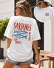 Neues Sardinenfischmarkt T-Shirt Lustiges Neuhafen Design Beidseitiger Druck Unisex Harajuku Stil Locker Geschnitten Kurzarm Sommer Top
