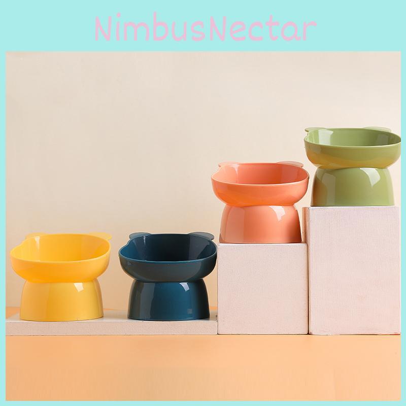 High-legged Cat Bowl Nordic Style Cartoon Neck-guard Anti-overflow Plastic Elevated Prevent Cervical Disease Pet Bowl