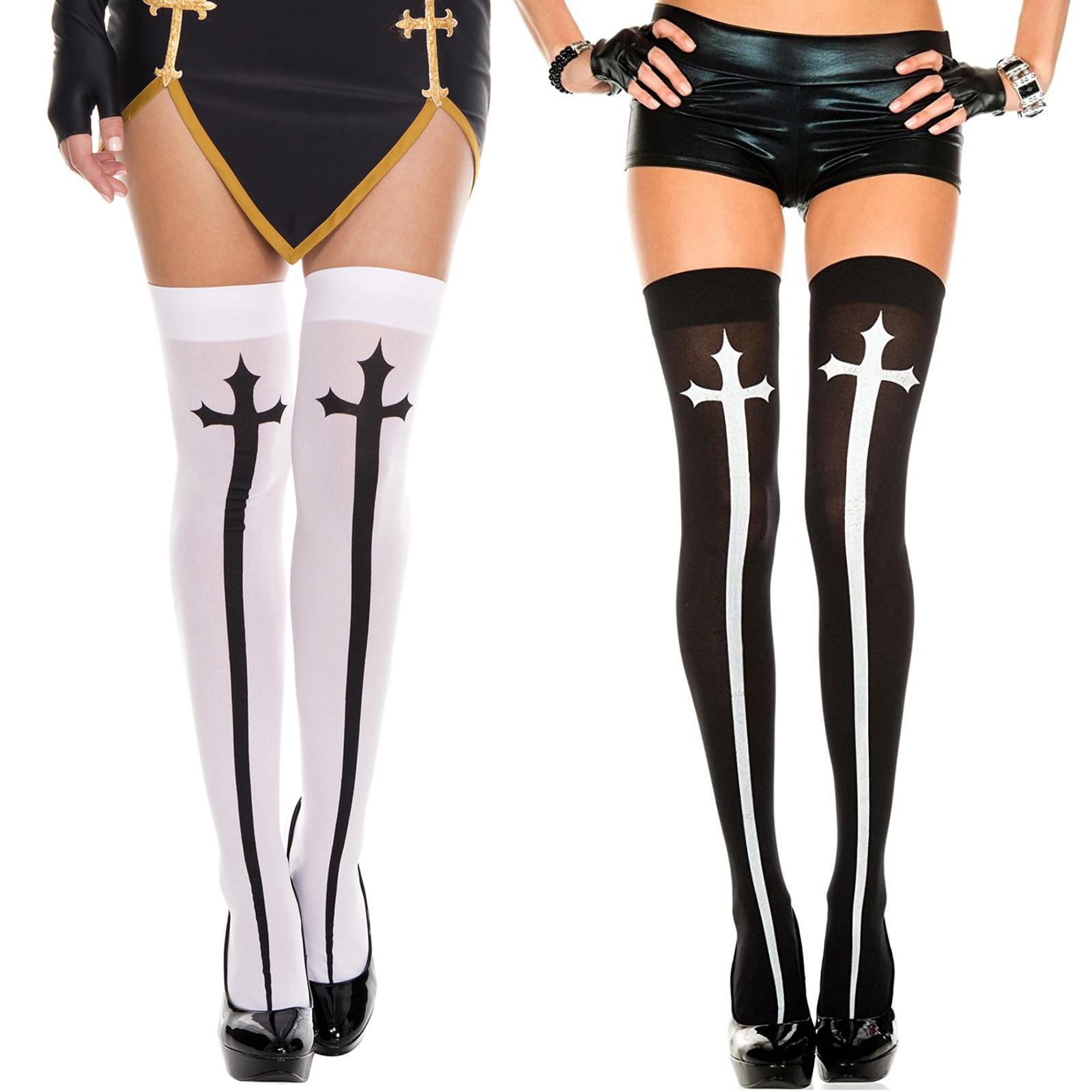 

(проектор)1 пара чулок с крестом и мечом на Хэллоуин, костюм для вечеринки, реквизит, высокие чулки, косплей