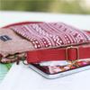 Boho Leinwand Handy Umhängetasche Ethnisches Stammesmuster Handytasche Verstellbarer Schultergurt Kleine Reise-Pass Tasche für Damen