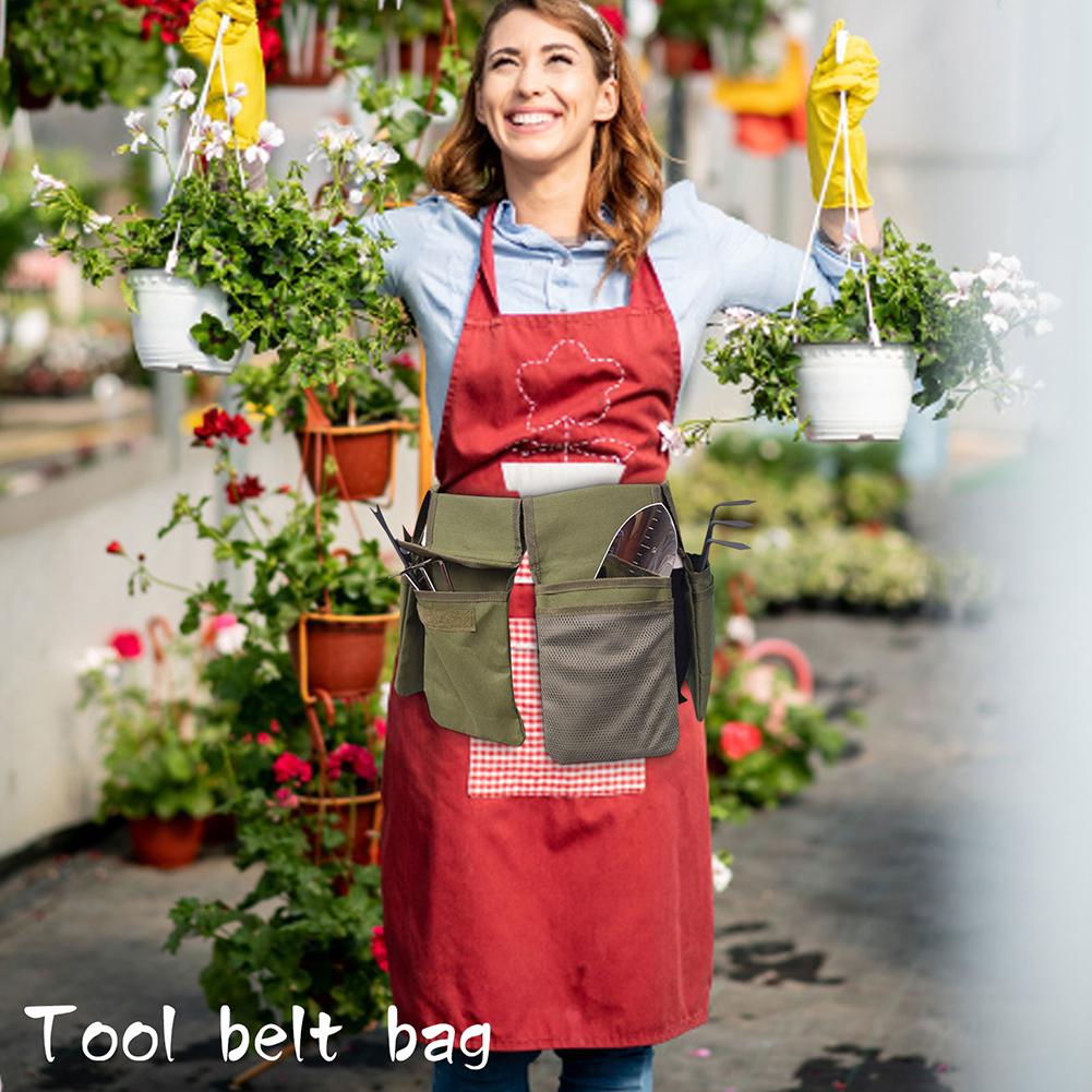 Canvas Gardening Belt with 4 Pockets Garden Tool Bag Removable Waist Tool Bag for Women & Men for Electrician Tool Plumbing Tool