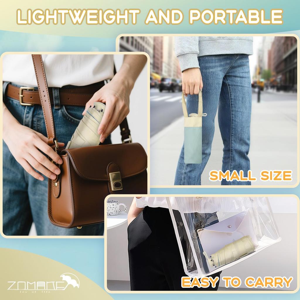 ZOMAKE Folding Ultra Extendable Handle UV Light Heat UV For Rain or Storage Case Included Parasol, Lightweight, Compact, Design, UPF50+ Protection,