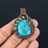 Irani Turquoise Gemstone Pure Copper Wire Wrapped Handmade Pendant Jewelry Gift For Her