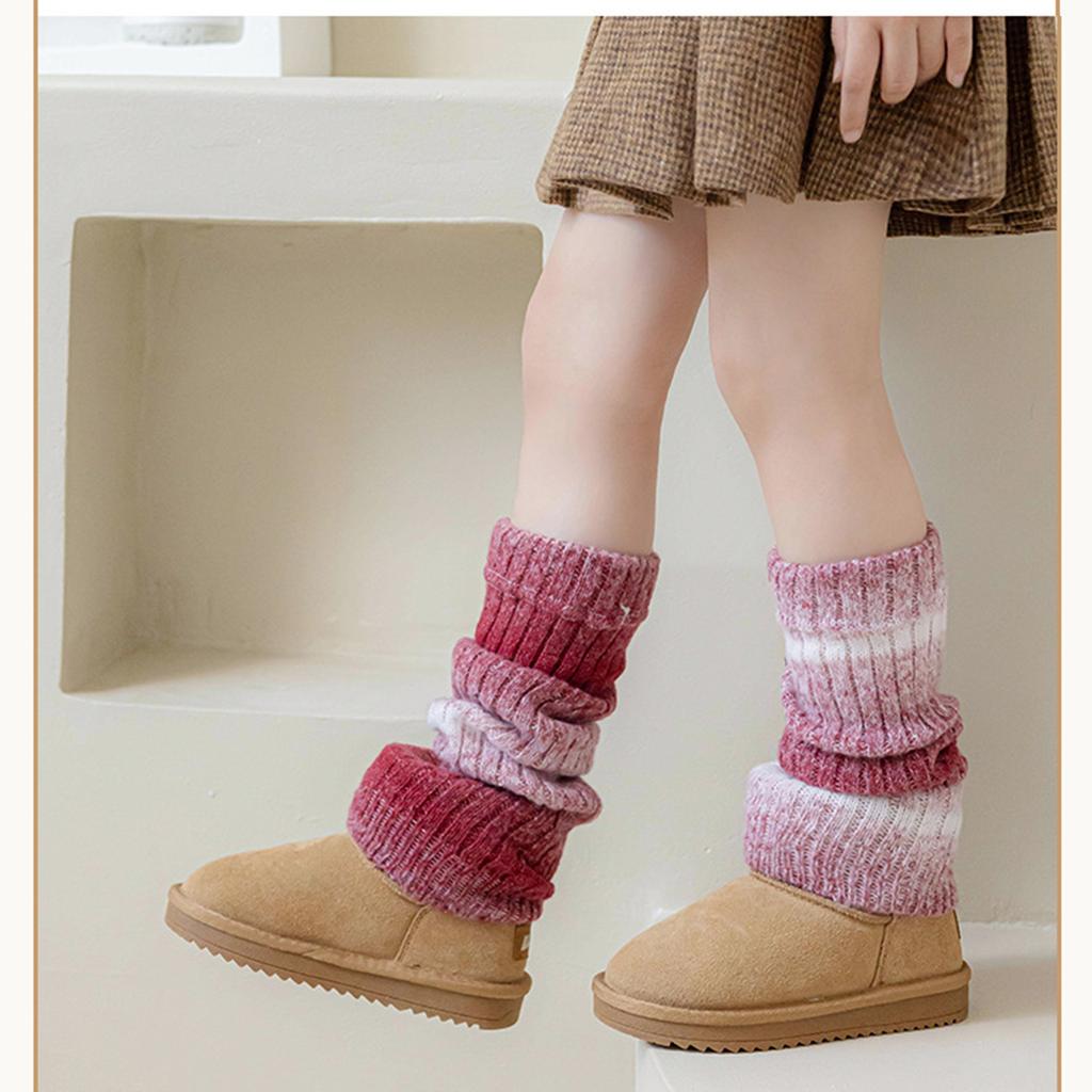 Handgemachte gehäkelte Stulpen Socken mit Farbverlauf für kleines Mädchen Stiefelsocken Atmungsaktiv Warm Leggings Winter Beinschutz