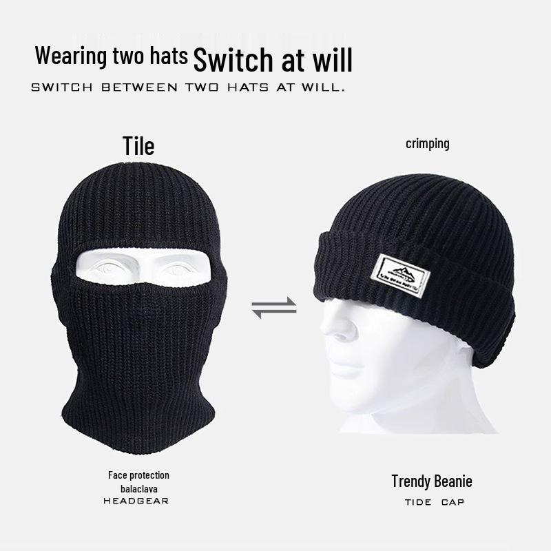 Balaclavă tricotată rezistentă la vânt pentru bărbați: Mască de față caldă pentru ciclism și căciulă de iarnă