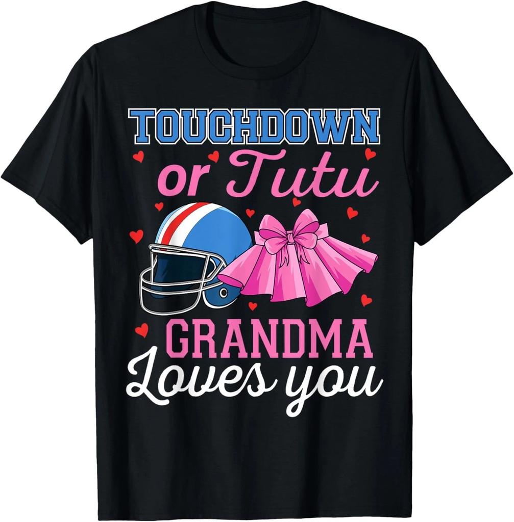Touchdown or Tutu Grandma Loves You Football Gender Reveal Gift Unisex T-Shirt