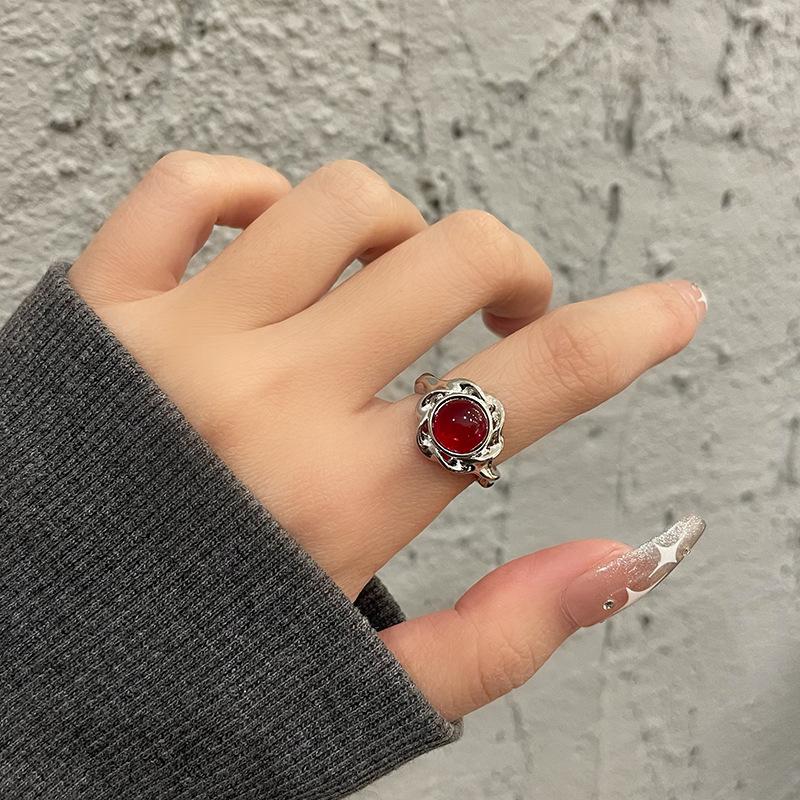 Ruby Premium Sense Stacked Wear Niche Design Sense Open Ring Jewelry Personalized Index Finger Ring