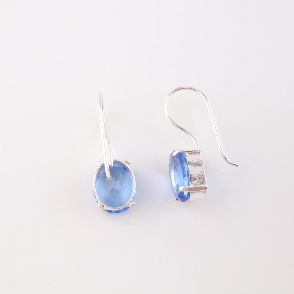 Natural Tanzanite Gemstone 925 Sterling Silver Handcrafted Dangle Earrings 1.05" EE-173-10
