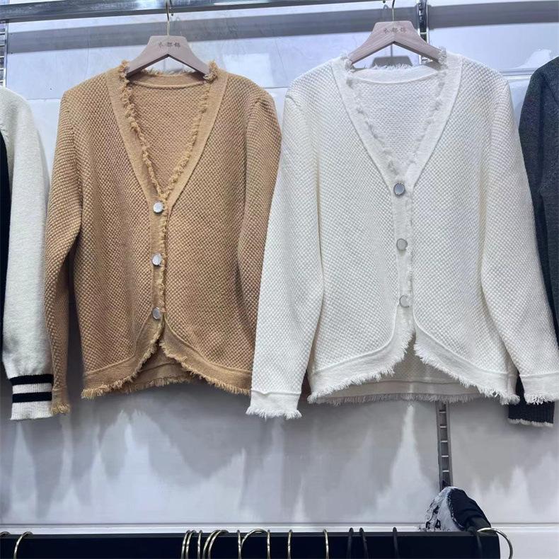 GMXIA Tassel Solid Color Sweater Female Spring and Autumn Loose Fashion Soft Waxy Age Reduction Knitted Cardigan Coat Female Sweaters