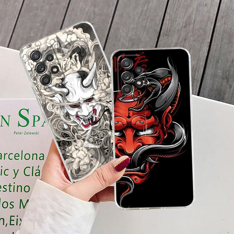 Japanese Art Samurai Ninja Clear Phone Case For Samsung Galaxy A56 A57 A37 A55 A54 A36 A35 A26 A25 A16 A17 A07 A52 A34 A73 Cover