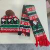 LED Light-Up Elk Jacquard Knit Hat & Scarf Set for Christmas & New Year.