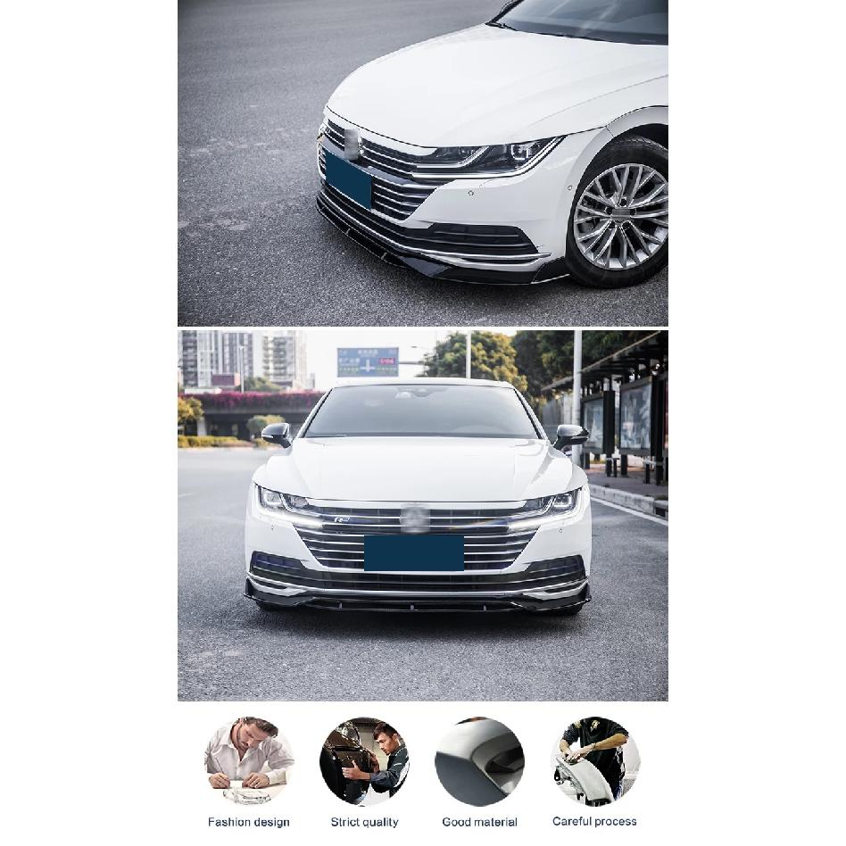 Front Bumper Spoiler Protector Plate Lip Body Kit Carbon Surface Decorative Strip Chin Shovel for Volkswagen ARTEON CC 2019-2024