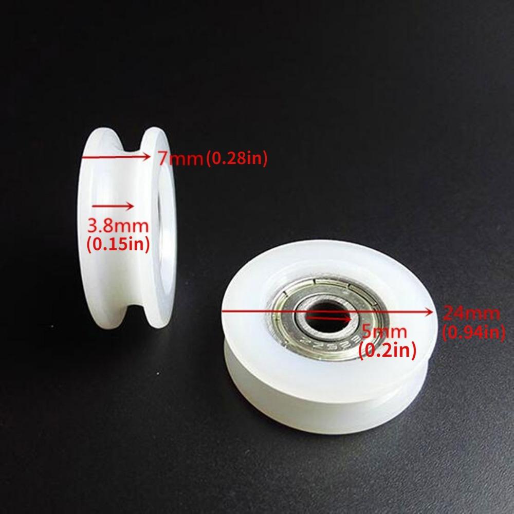 4pcs U Groove Nylon Round Pulley Ball Bearing Wheel Roller for Door Windows Shower Pulleys Drawer 3D Printer Accessories with U Slot Plastic Bearing