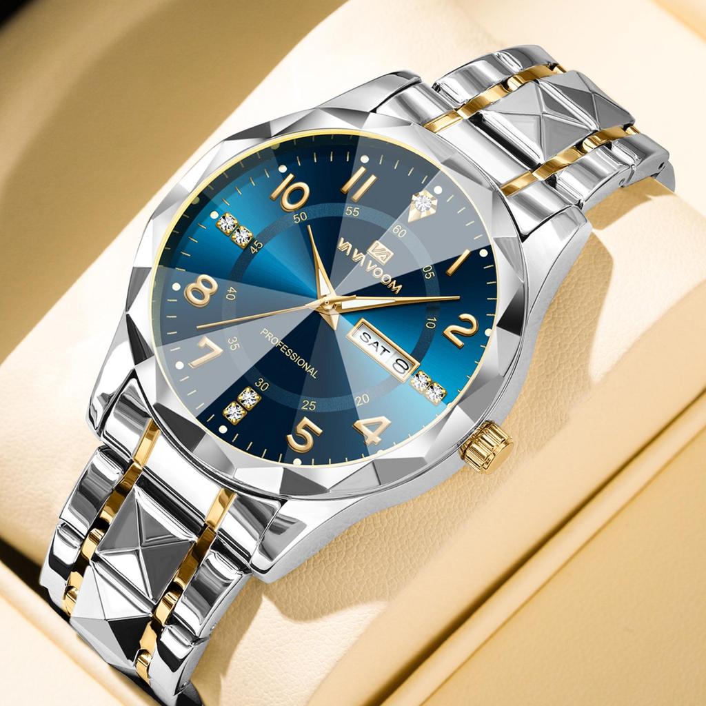 Wow Order Change Logo Men's Diamond-Cut Design Wristwatch