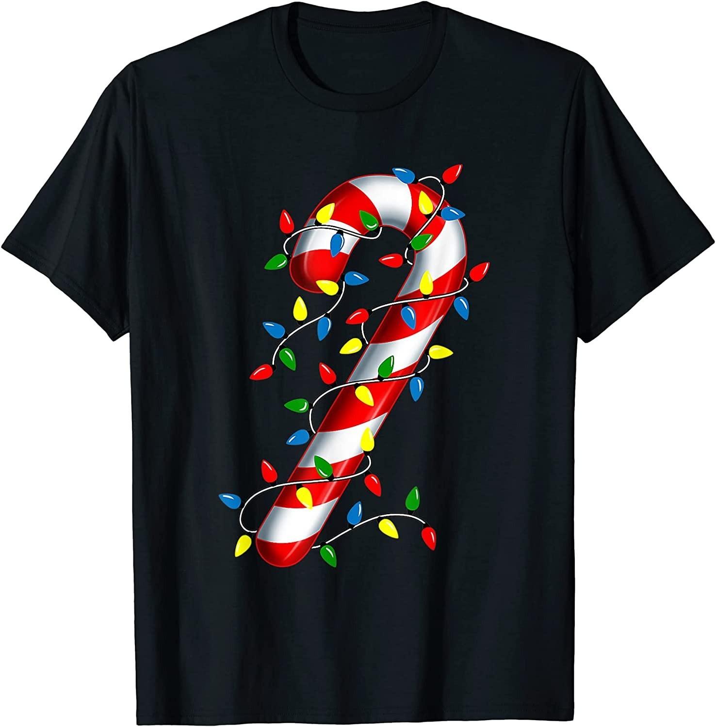 BEST! Candy Cane Merry And Bright Christmas Lights Candy Costume Tee S-3XL XL