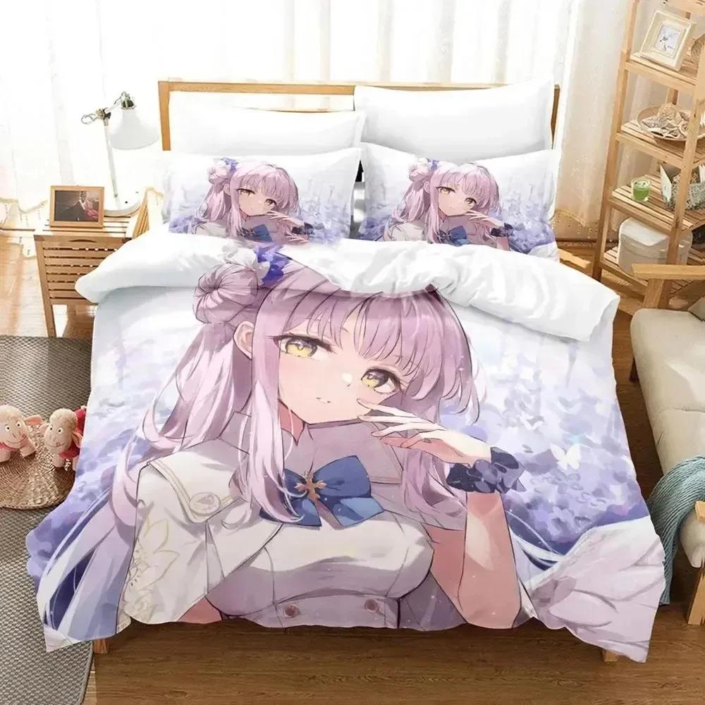 Anime Misono Mika Blue Archive Bedding Set Printed Bed Set With Pillowcase Bed Duvet Cover Soft Queen King Size Bedclothes Home