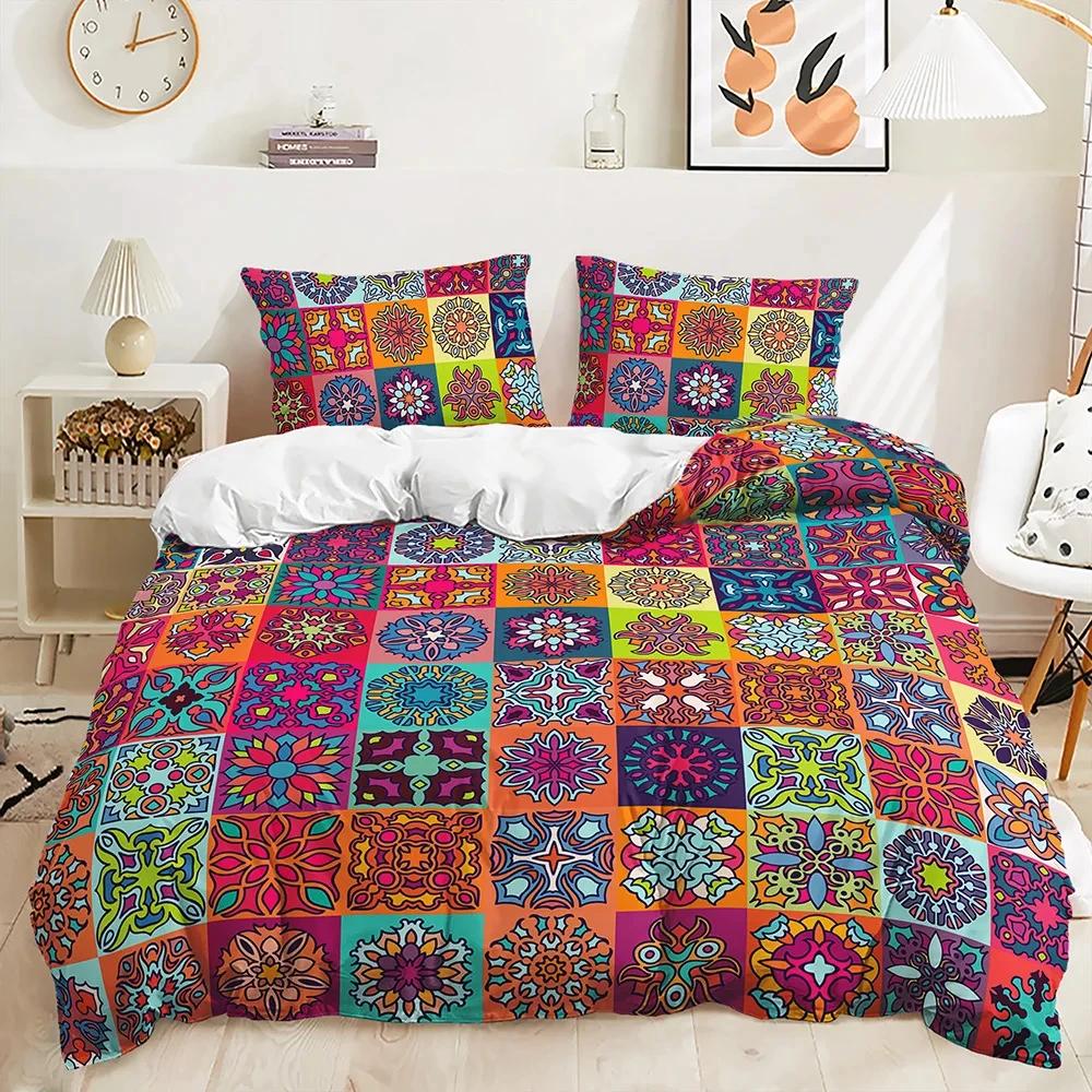 3d Bohemian Bedding Set Boho Flowers Duvet Cover Pillowcases Queen King Size 2/3pcs Bed Linens For Woman Couple