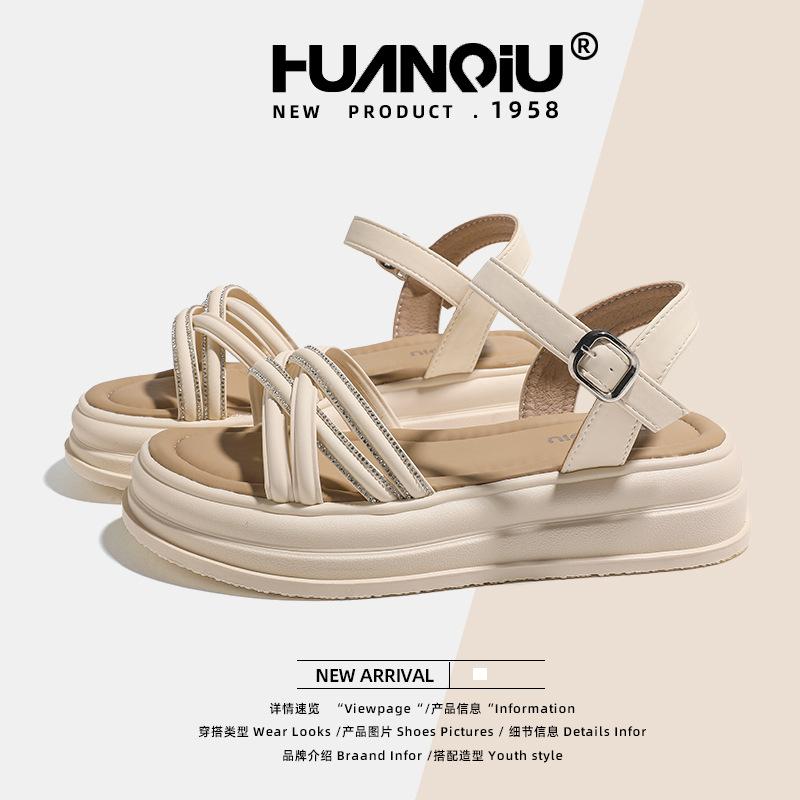 Global New Platform Sandals Women's Shoes XHQ-GH123 Straps New Casual Versatile One-word Buckle Beach Shoes Women