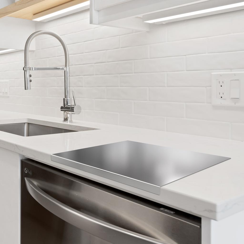 Schneidematte Hackbrett Edelstahl und Paneel Küchenwerkzeug Teigschaber Zubehör Teig Silber Antihaft