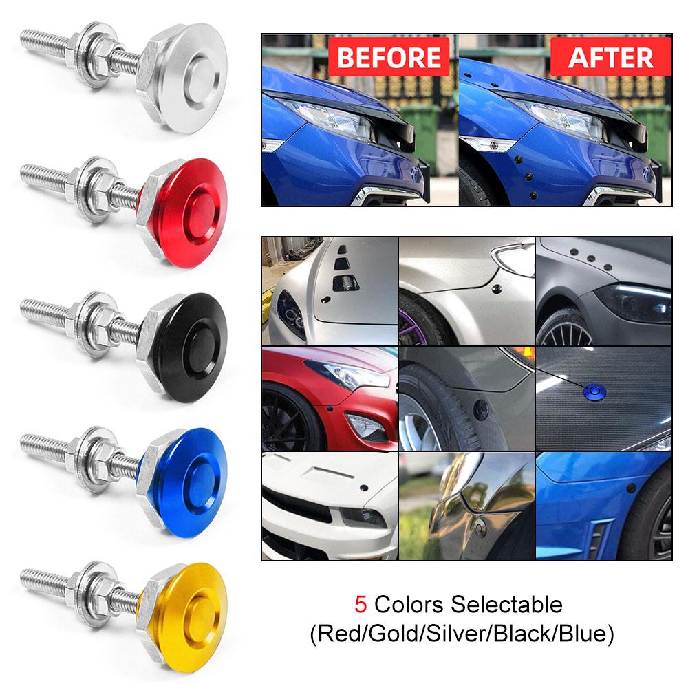 1.25" Universal Style Push Button Billet Hood Pins Lock Clip Kit For BMW Ect Car Quick Pins