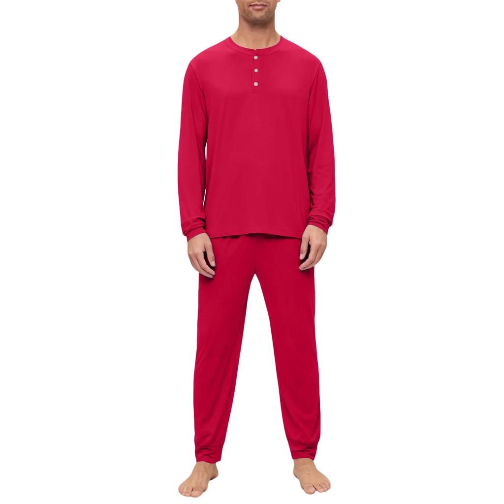 Set Pigiama da Uomo, Manica Lunga e Pantaloni Lunghi, Set Due Pezzi