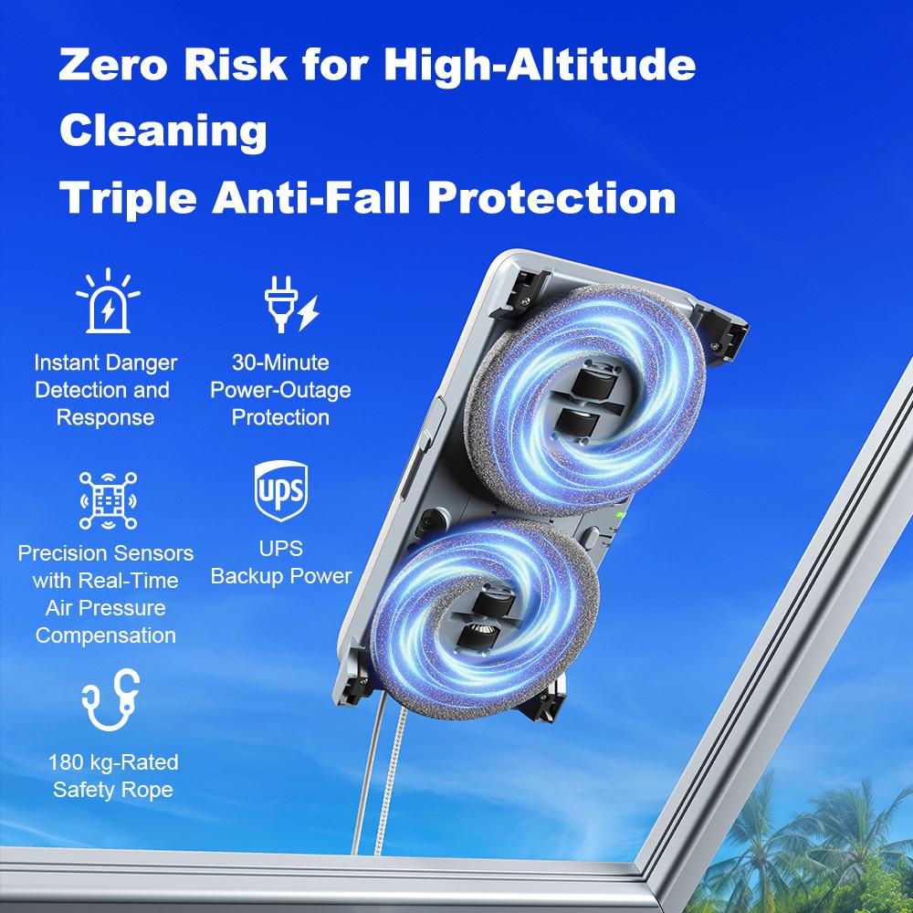 Window Cleaning Robot LIECTROUX G8, High Speed,Double Water Spray,Ultra-thin Window Cleaner, Electric Glass Washer,AI Route