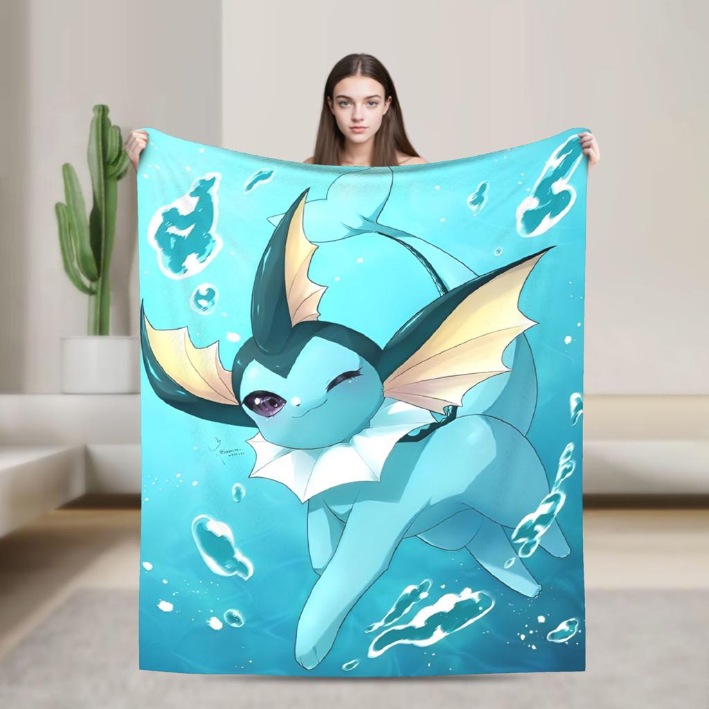 Manga Glaceons Nacht-Thema Decke Reise Büro Flanell Überwurfdecke Für Draußen Warm Weich Pokemon-Design Qualität Tagesdecke Geschenk