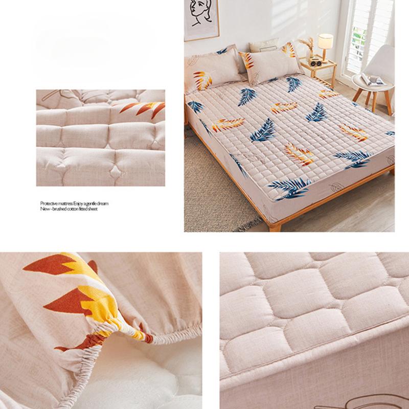 Weiches Bettlaken Matratzenbezug Baumwolle Verdicken Gesteppte Tagesdecke Elastische Laken Spannbettlaken Matratzenauflage Rutschfestes Laken Staubschutz Kein Kissenbezug