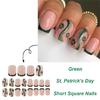 Square Nail Tips Fake Nail Glues On Nail Stick On Nail Saint Patrick’s Day Press On Nail Artificial False Nail Womens