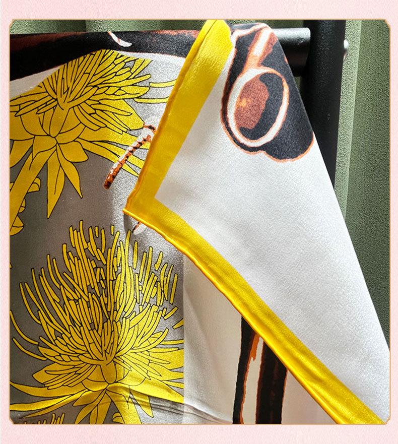 2024 New Style Large Square Scarf: 110 Mulberry Silk with Hand-Rolled Edges
