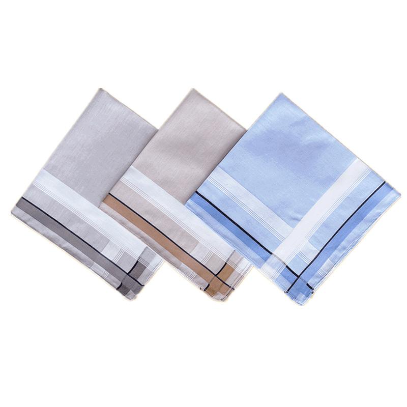 

3Pcs 43x43cm Square Plaid Stripe Handkerchiefs Men Classic Vintage Pocket Cotton Towel Wedding Xmas Party Gift