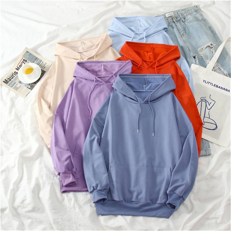 2023 Autumn/Winter Solid Color Plus Velvet Loose Pullover Hoodie