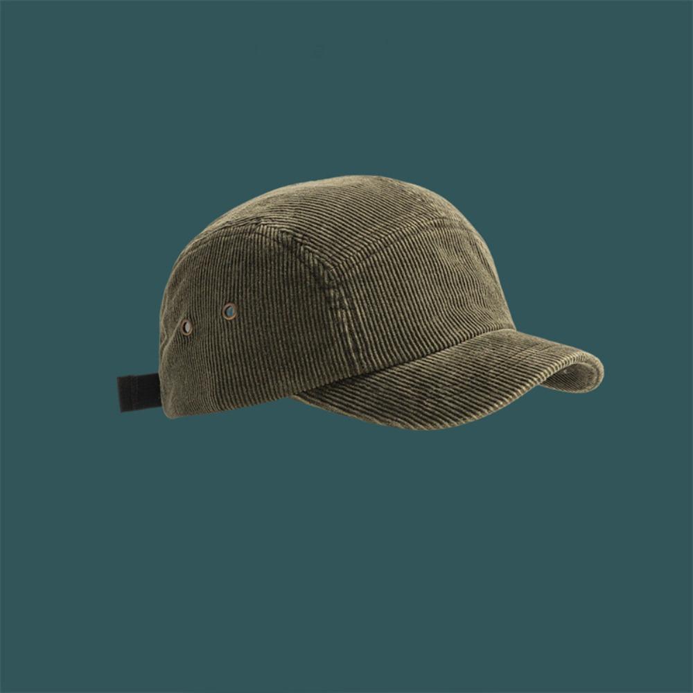 Zealous Sole Women's Camel Versatile Baseball Cap Retro Japanese Style Five-Panel Cap Solid Color Short Brim Corduroy Cap