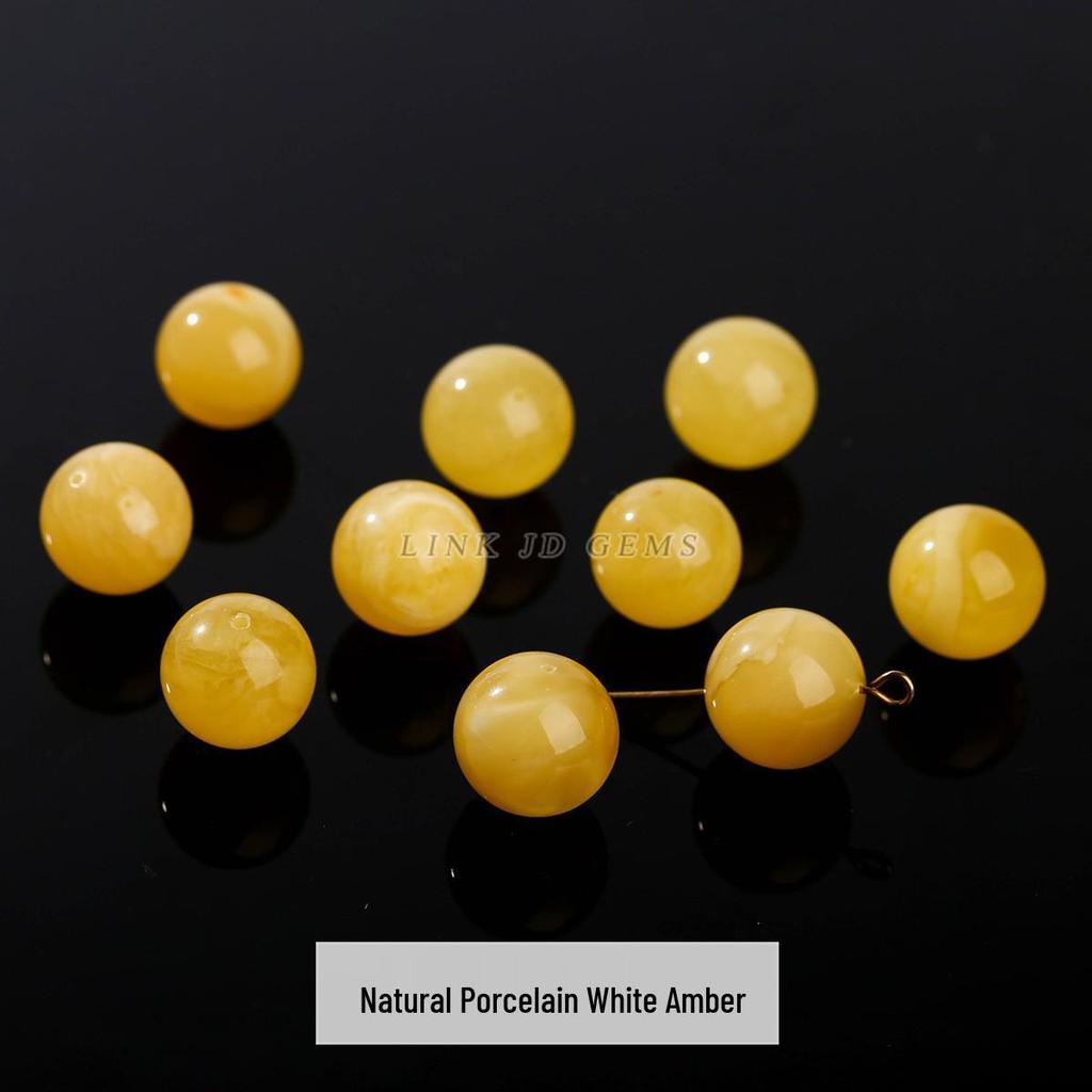 Mărgele Rotunde din Chihlimbar Galben Natural Jingde pentru Accesorii Bijuterii Brățări DIY