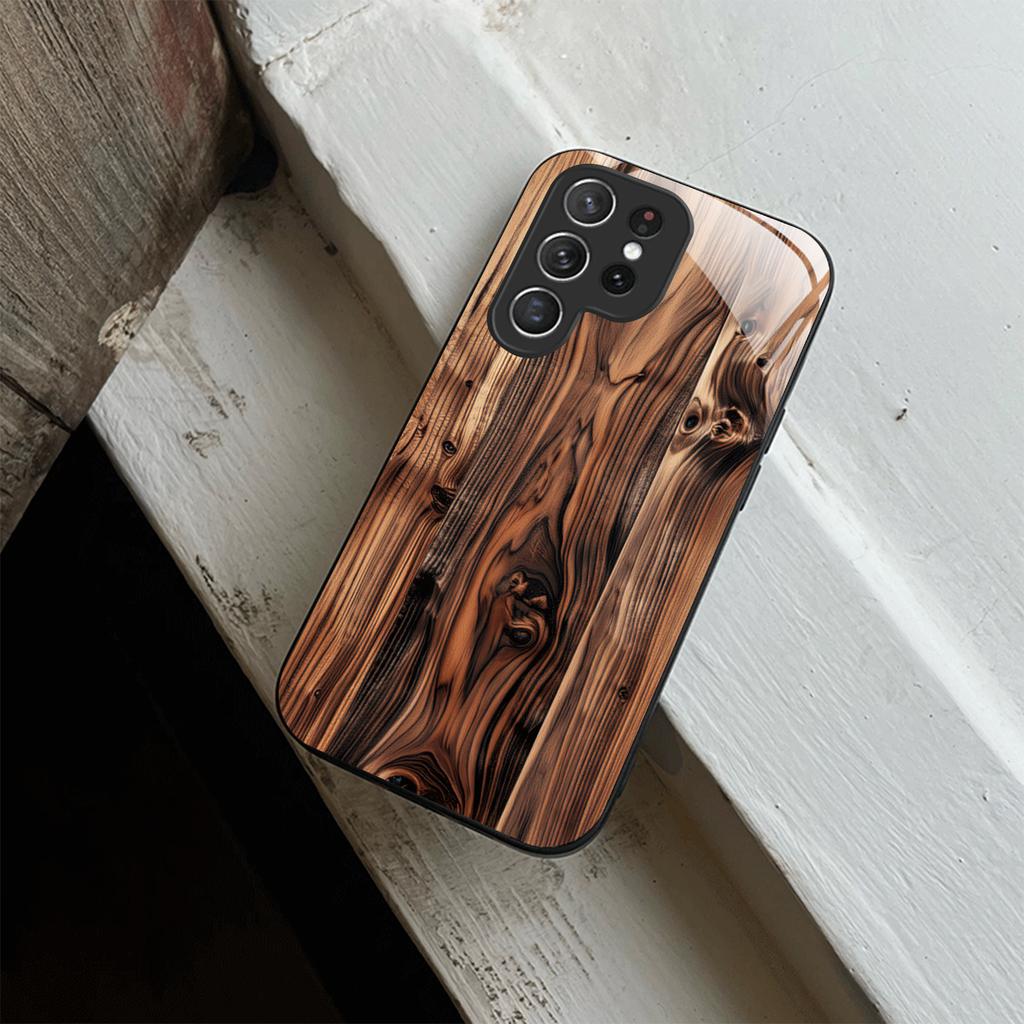 Wood Grain Gorgeous Exquisite Luxury High-end PhoneCase Glass PhoneCase for Samsung Galaxy S26 S25 S24 S23 S22 S21 FE Ultra Plus