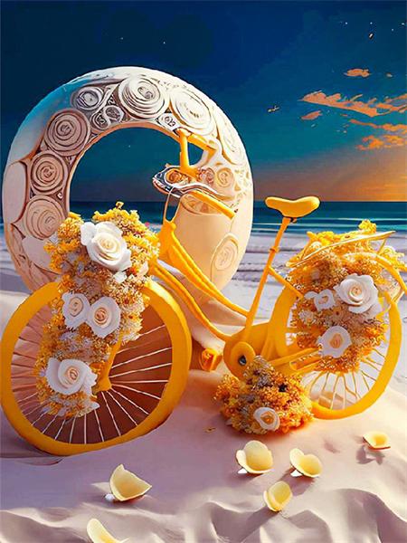 Diamond Painting Full Drill Sunflower Bicycle Home Decor Embroidery Mosaic Sunset Seaside Landscape Crystal Wall Sticker