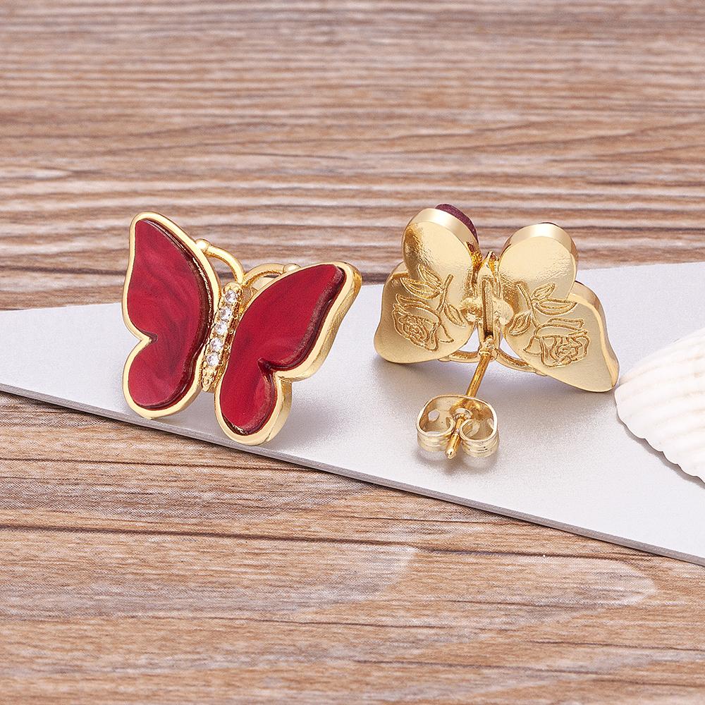 New Design Hot Sale Fashion Luxury 9 Colors Shell Boho Butterfly Stud Earrings for Women Lucky Romantic Anniversary Jewelry