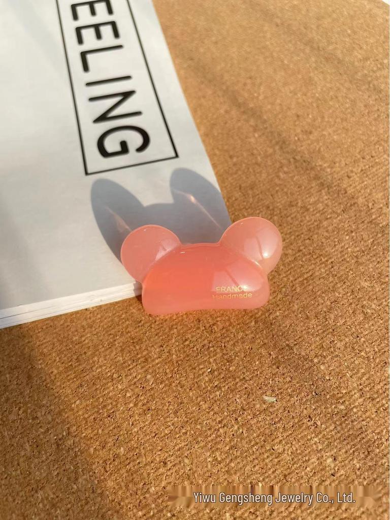 Gold Label Acetate Bear Hair Clip - Cute Bangs & Forehead Clip for Women