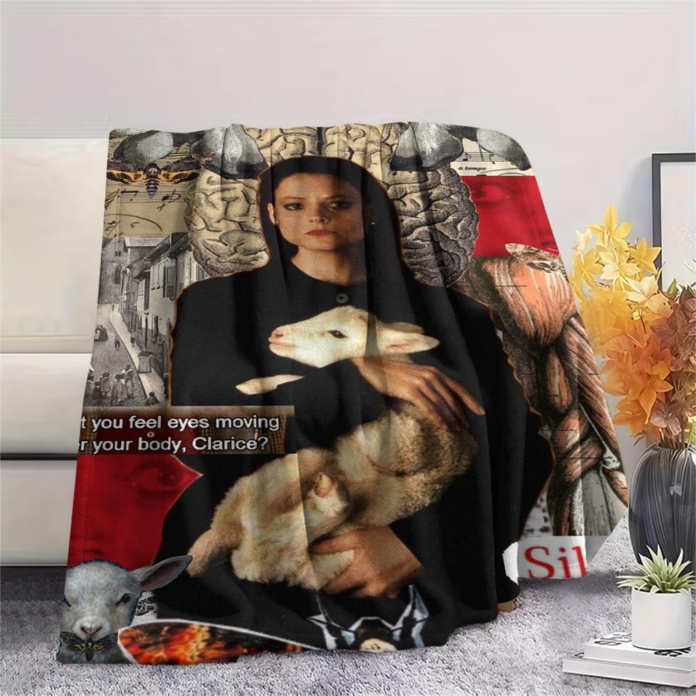 1PC Silence of the Lambs Print Flannel Blanket, High Quality Comfortable for All Seasons, Home Decor, Warmth and Comfort, Perfect for Christmas Gifts