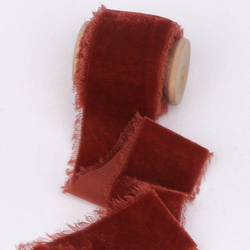 38mm Thickening Velvet Ribbon Handmade Frayed Edged Ribbons Christmas Party Bouquet Gift Packing Decorations DIY Craft