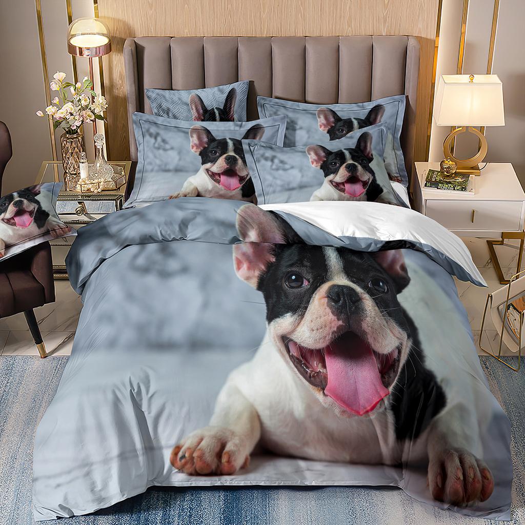 3D-gedruckte Bettwäsche Schäferhund Bettbezug Haustierhund Dreiteilige Heimtextilien