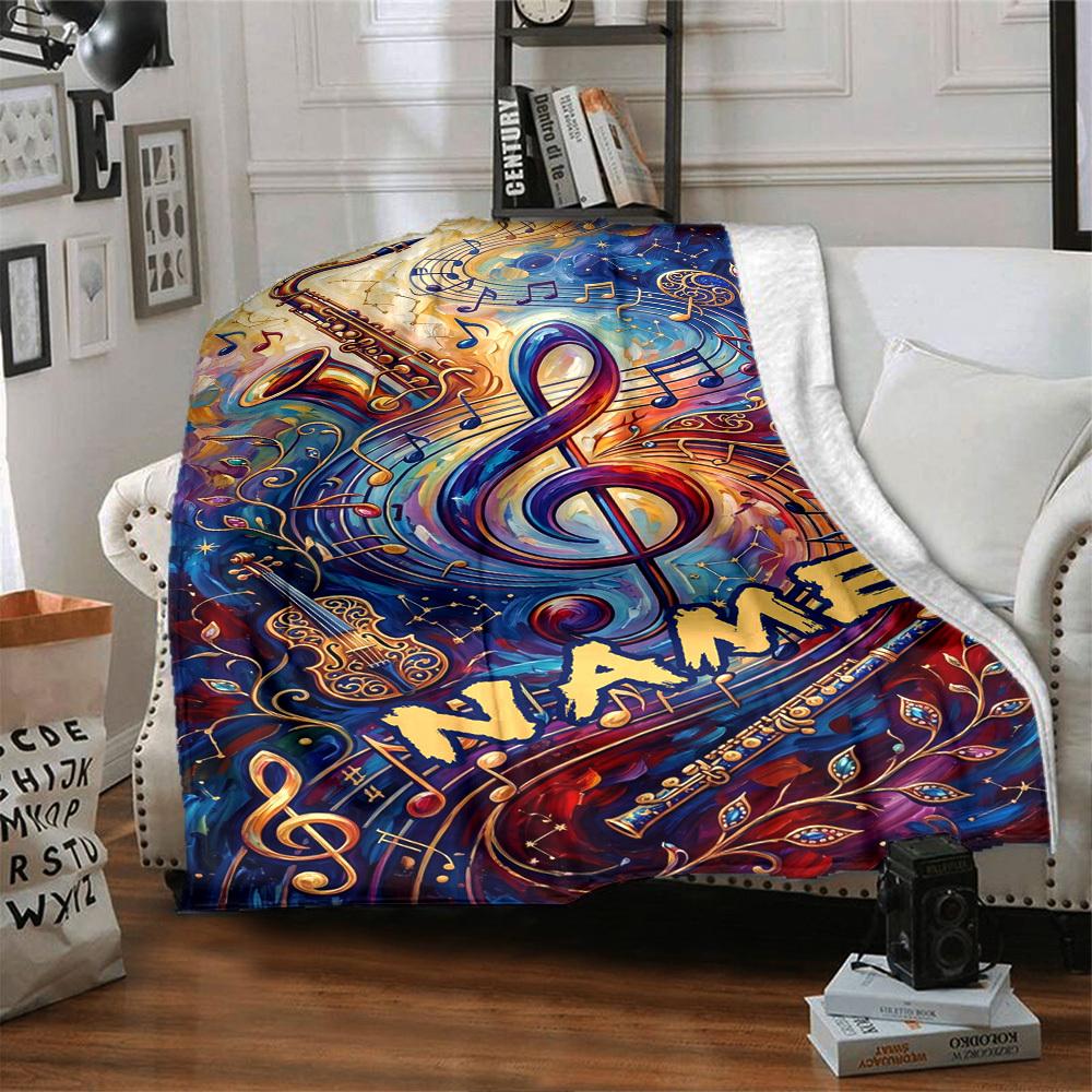 Music Art Home Customize Your Name Blankets Soft Lightweight Cozy All Season Multi Use Throw Blanket For Couch Office Bed Living Room Picnic Gift For