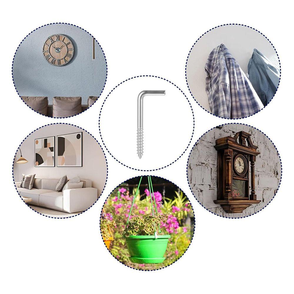 75pcs 7 Different Shapes Screw-in Hooks Stainless Steel Screw Hook  Home Improvement