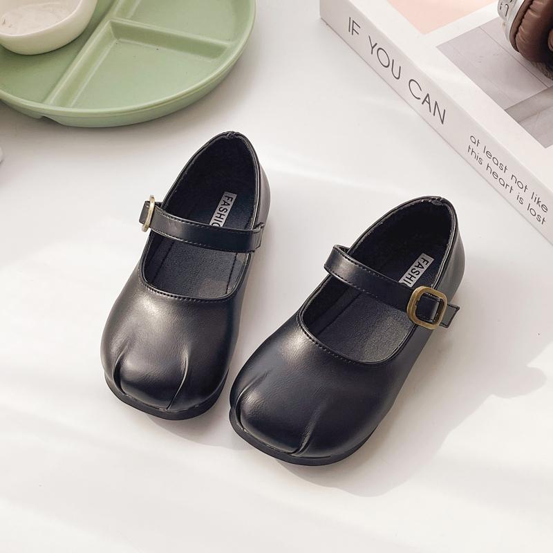 Kinder Lederschuhe Einfarbig Schlichtheit Mädchen Prinzessin Schuhe Plissee Ins Trend 2025 Frühling Herbst Mädchen Ballerinas Runde Zehen Süß