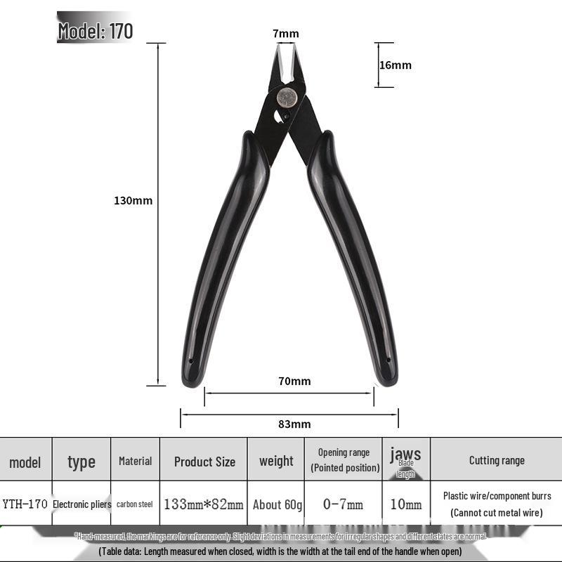 YTH-170 Carbon Steel Diagonal Cutting Pliers with Pointed Nose