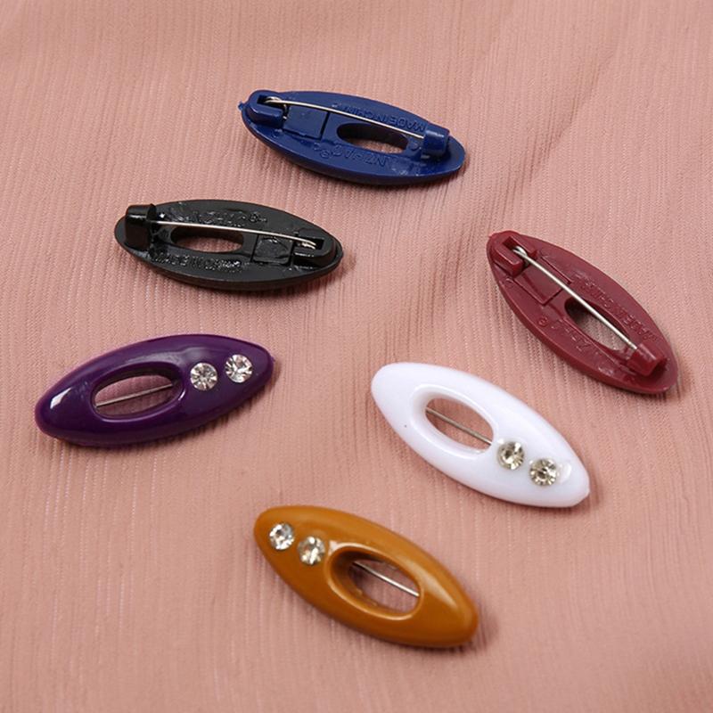 Hijab Pin 12 Pieces Plastic Muslim Women Hijab Sari Pins Mixed Color Safety Pins Scarf Clip Brooch Portable Scarf Clip