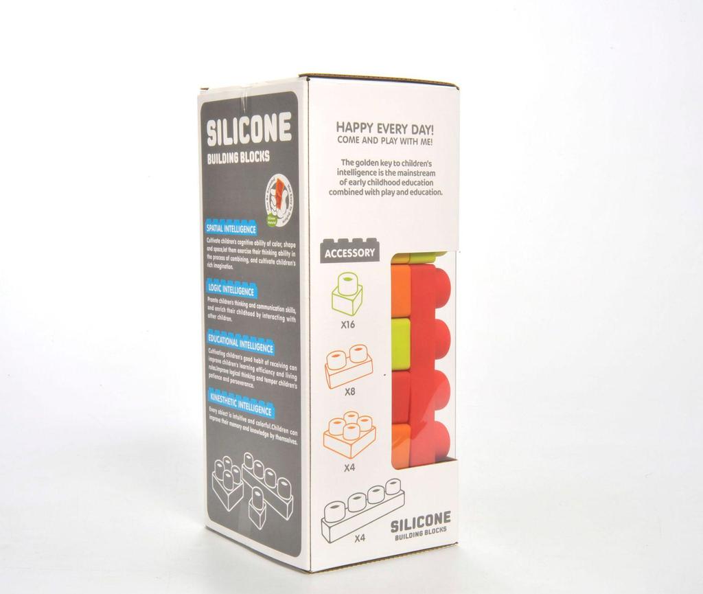 Silicone Teething Building Blocks for Babies - Chewable, Large Pieces, Early Education Toy for 6+ Months