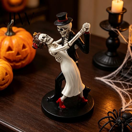 Topper per Torta da Tavolo per Giorno dei Morti di Halloween, Coppia di Scheletri Danzanti Statuetta, Ornamento Accattivante per Matrimonio Gotico, Statua di Amanti, Sposa Romantica