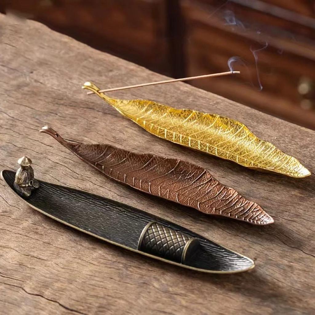 Creative Sandalwood Incense Burner Japanese Leaf Design Horizontal Incense Holder Home Aromatherapy Tea Ceremony Decor